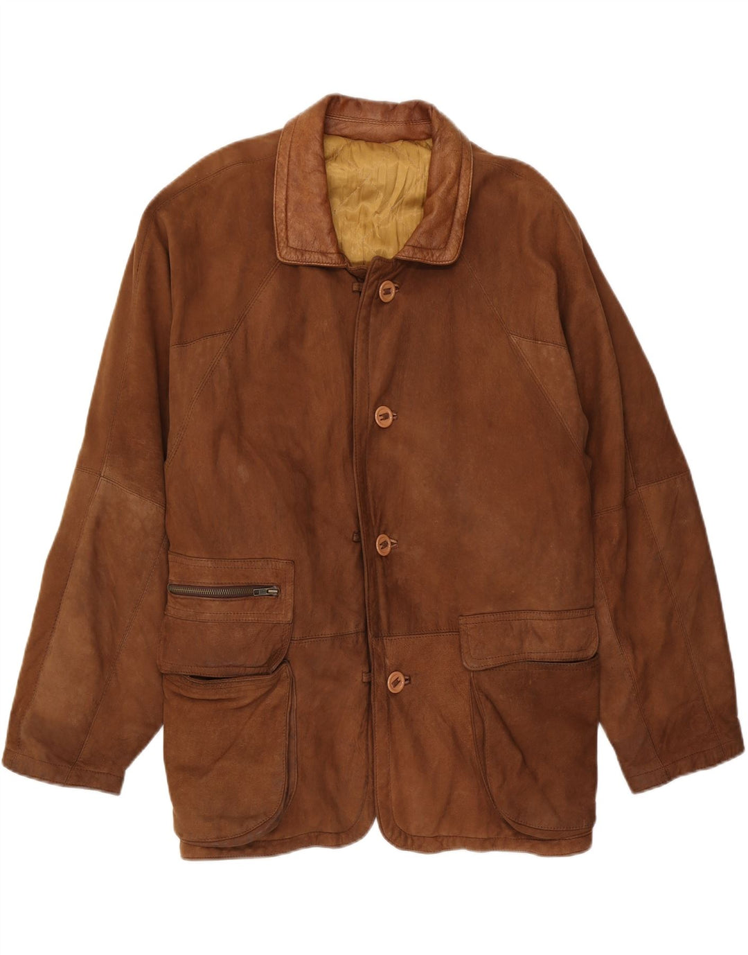 Jaqueta de couro masculina vintage IT 52 XL marrom
