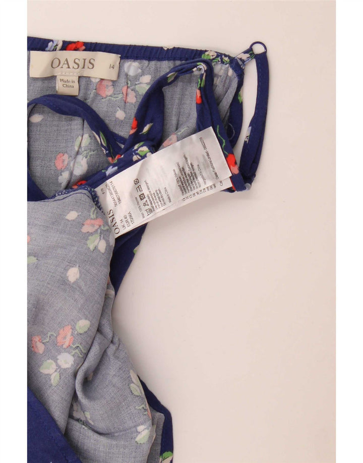 Top Cami Feminino Oasis UK 14 Viscose Floral Azul Médio