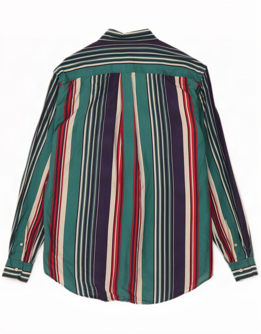 Camisa masculina vintage pequena seda listrada azul