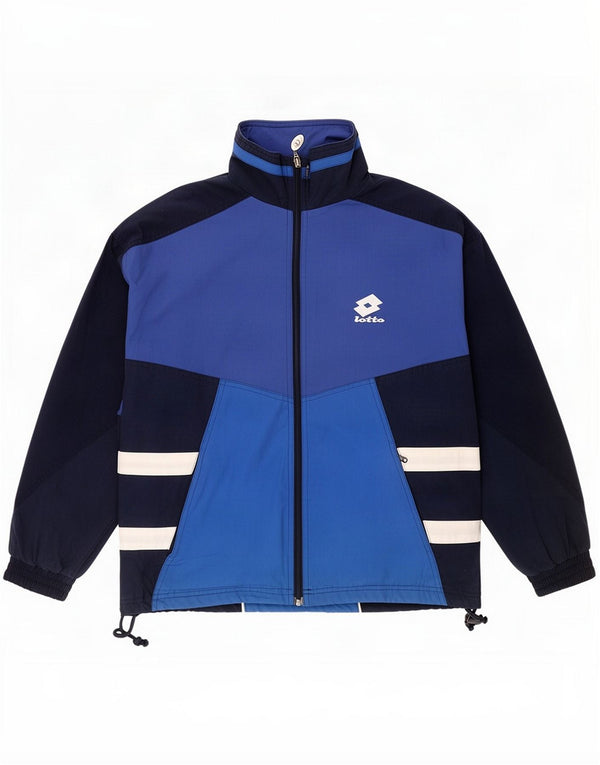 Lotto Mens Treino Top Jaqueta Pequena Azul Marinho Colorblock Algodão