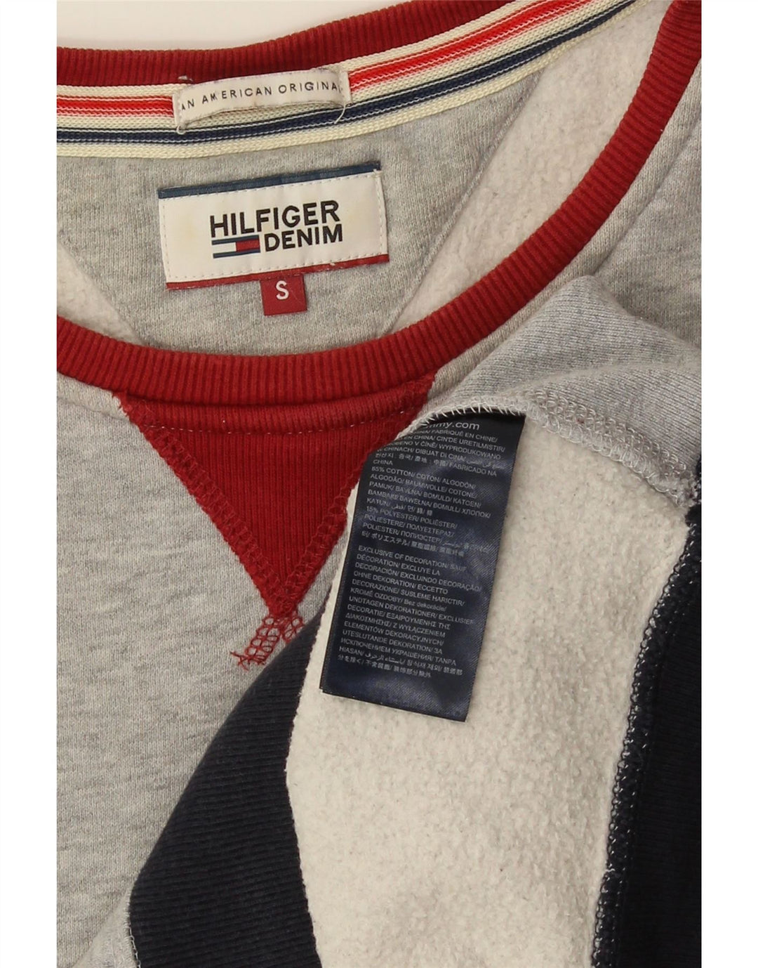 Tommy Hilfiger moletom gráfico feminino jumper UK 10 pequeno cinza