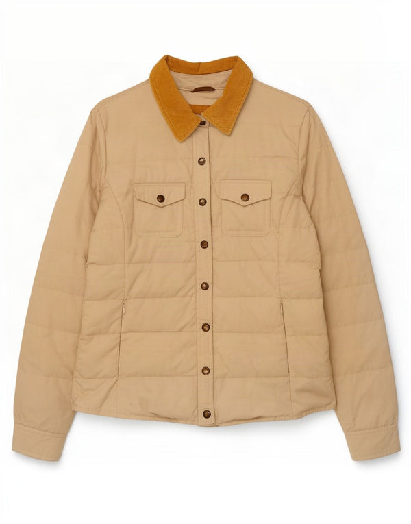 Jaqueta acolchoada feminina Massimo Dutti UK 16 grande algodão bege