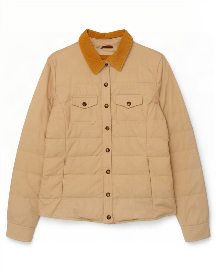 Jaqueta acolchoada feminina Massimo Dutti UK 16 grande algodão bege
