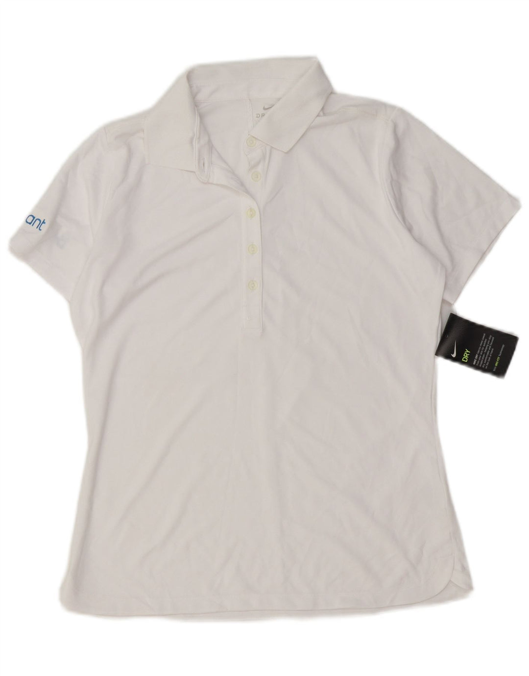 Camisa polo feminina Nike Dri Fit UK 12 poliéster branco médio
