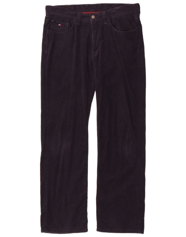 Calça masculina reta de veludo Tommy Hilfiger W34 L32 algodão azul marinho