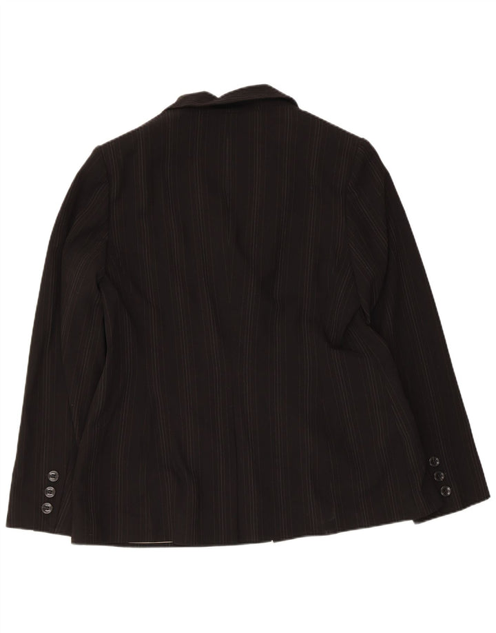Jaqueta blazer feminina de 2 botões Marks & Spencer Reino Unido 16 listrada preta grande
