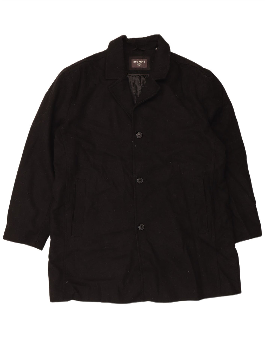 Sobretudo masculino Dockers UK 44 2XL lã preta