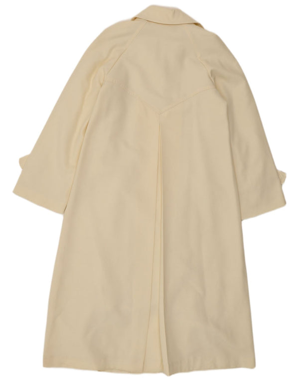 Trincheira feminina vintage Reino Unido 8 poliéster esbranquiçado pequeno