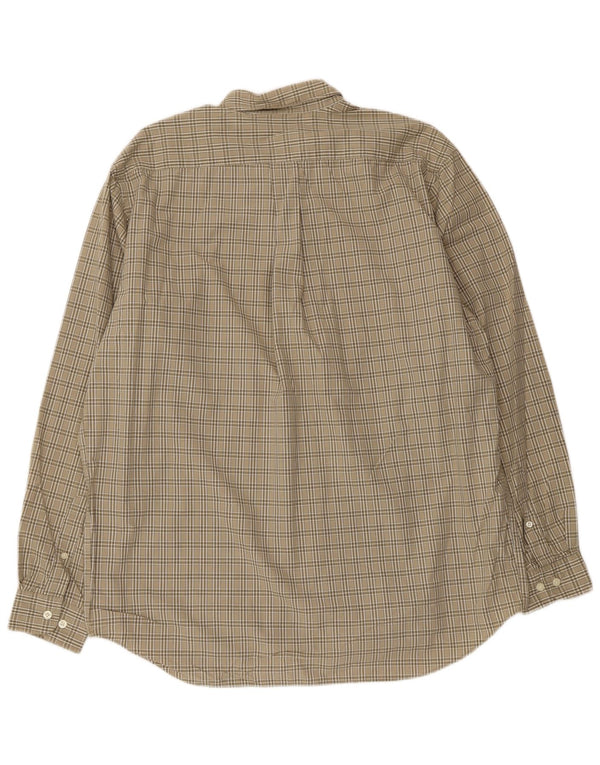 Camisa alta masculina EDDIE BAUER grande algodão xadrez cáqui