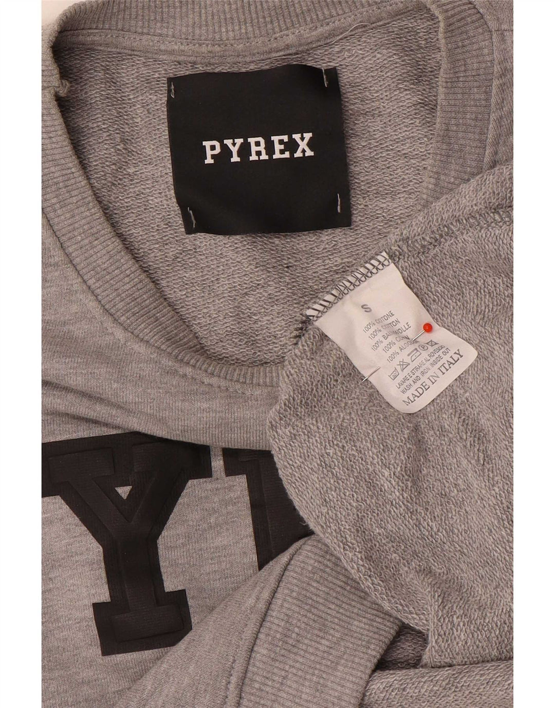 Suéter feminino Pyrex com estampa gráfica oversized UK 10 pequeno cinza