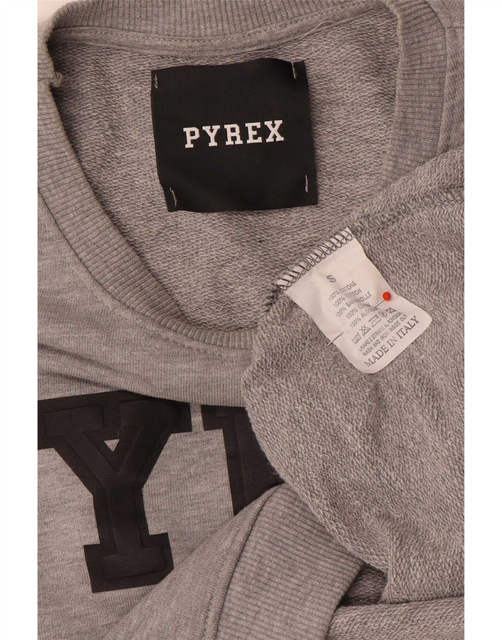 Suéter feminino Pyrex com estampa gráfica oversized UK 10 pequeno cinza