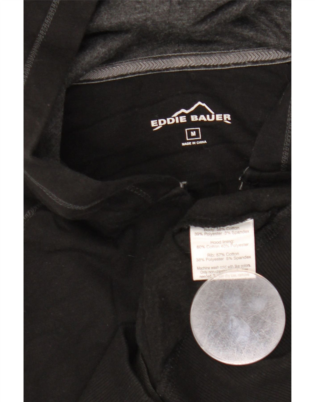 EDDIE BAUER Suéter feminino com capuz e zíper Reino Unido 14 algodão preto médio