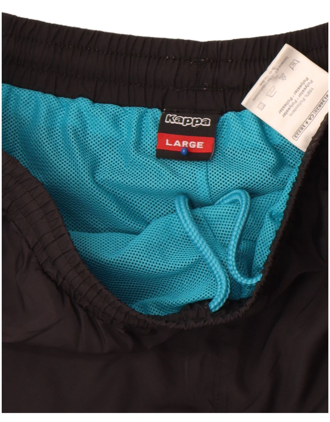 Shorts esportivos masculinos Kappa grande poliéster preto