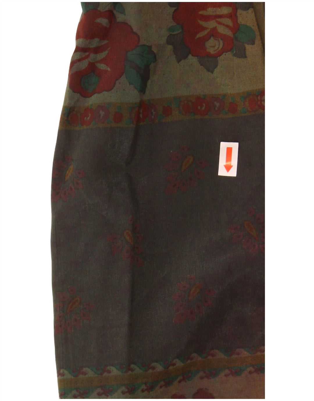 Saia midi feminina VINTAGE W32 grande patchwork cáqui