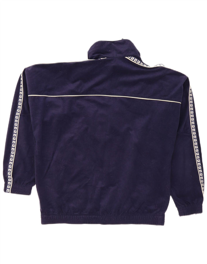 Diadora Mens Graphic Velour Tracksuit Top Jacket UK 38 Médio Azul Marinho