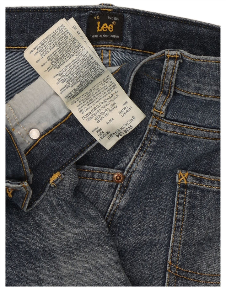 Lee Mens Brooklyn Straight Jeans W36 L34 Azul Algodão
