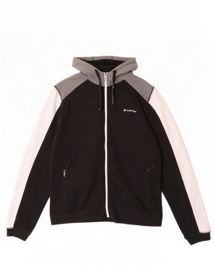 Suéter masculino com capuz e zíper Lotto XL preto colorblock poliéster