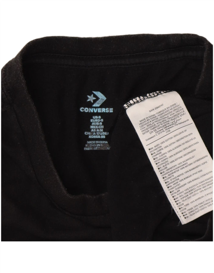 Converse Mens Graphic T-Shirt Top Pequeno Algodão Preto