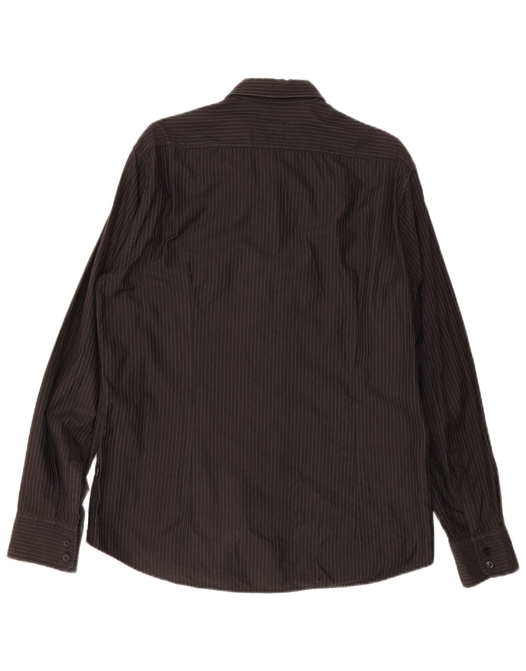 Camisa masculina Hugo Boss justa grande listrada preta de algodão