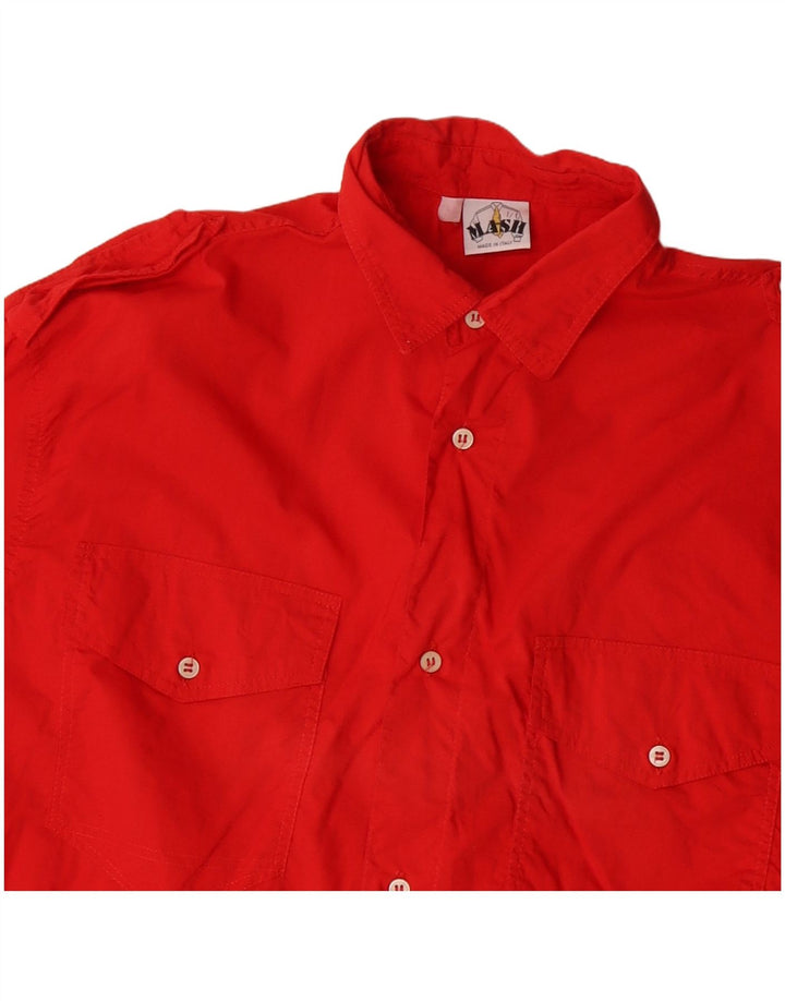 Camisa militar masculina MASH de algodão vermelho médio
