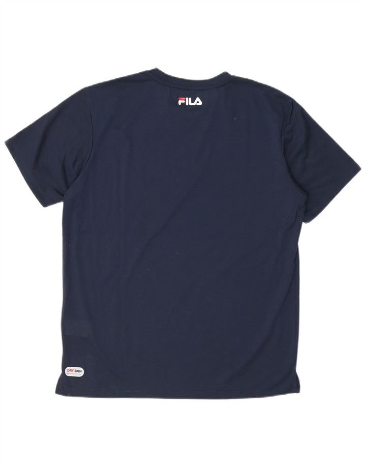 Fila Mens Graphic T-Shirt Top Médio Poliéster Azul Marinho