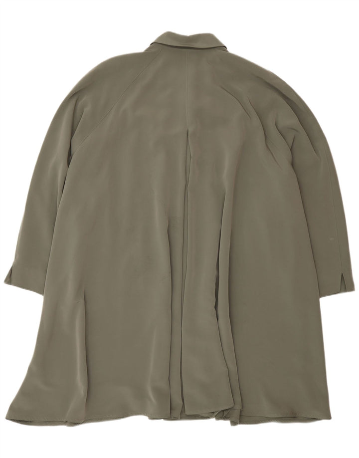 Sobretudo solto feminino vintage UK 20 2XL poliéster verde