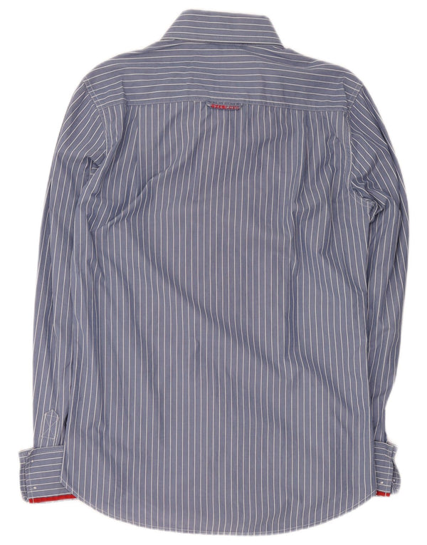 Camisa masculina Superdry algodão listrado azul médio