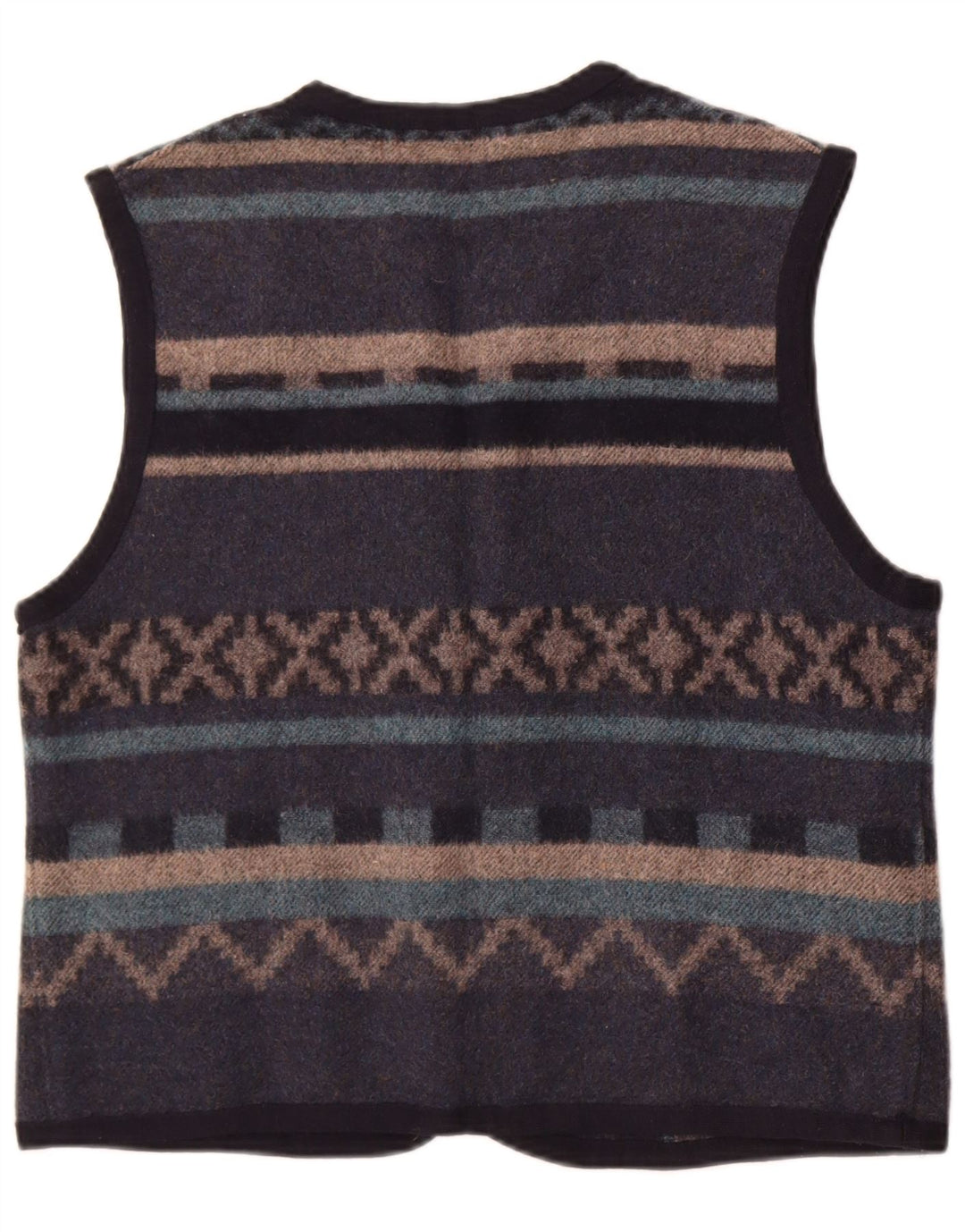 Colete masculino vintage médio azul Fair Isle Wool