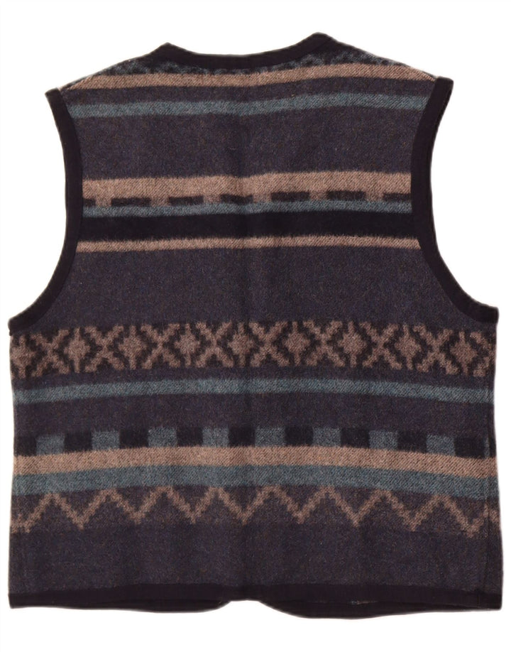 Colete masculino vintage médio azul Fair Isle Wool