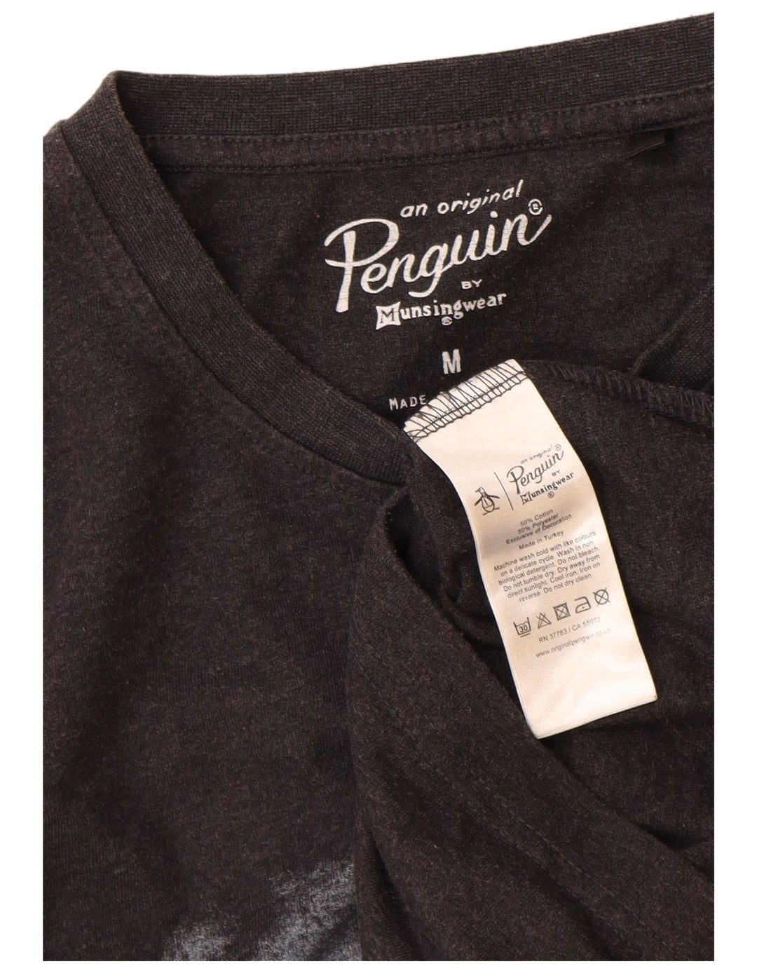 Camiseta gráfica masculina Penguin Top médio algodão preto