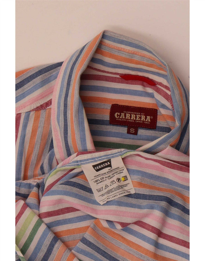 Camisa masculina Carrera pequena listrada multicolorida de algodão