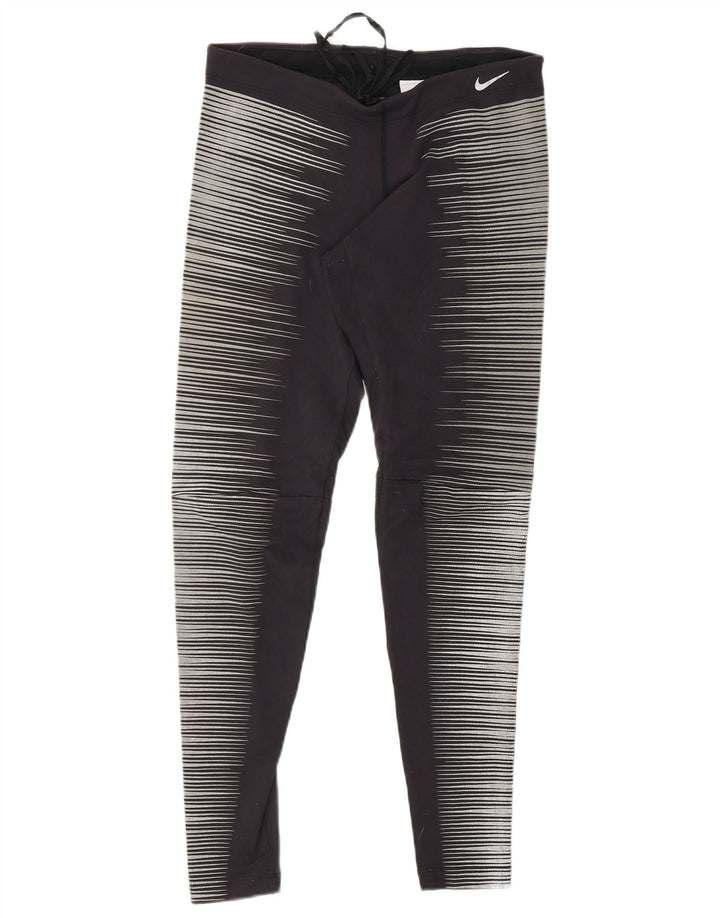 Leggings Nike Dri Fit Femininas UK 8 Pequenas Riscas Cinza Nylon