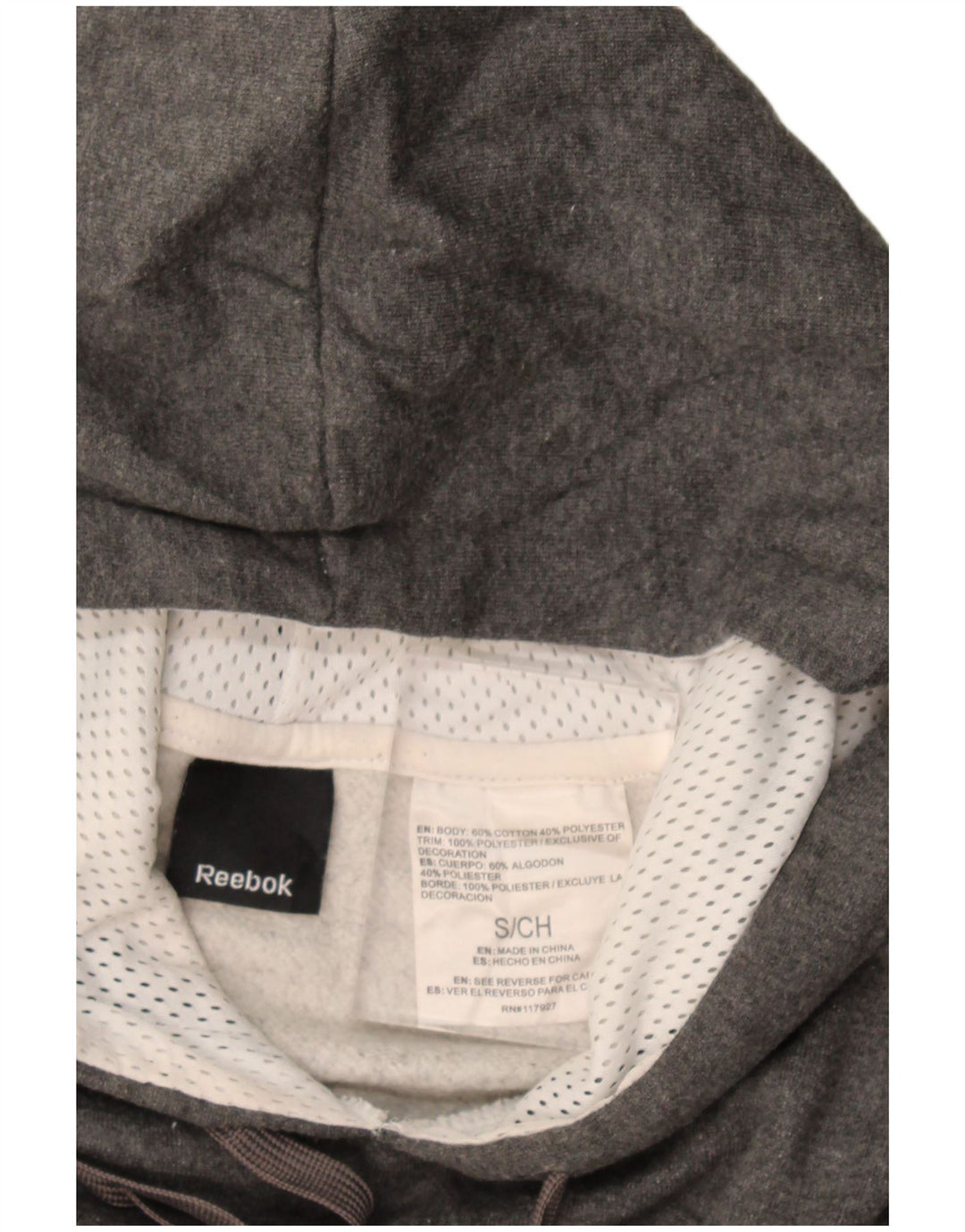 Reebok Mens Graphic Hoodie Jumper Pequeno Algodão Cinza