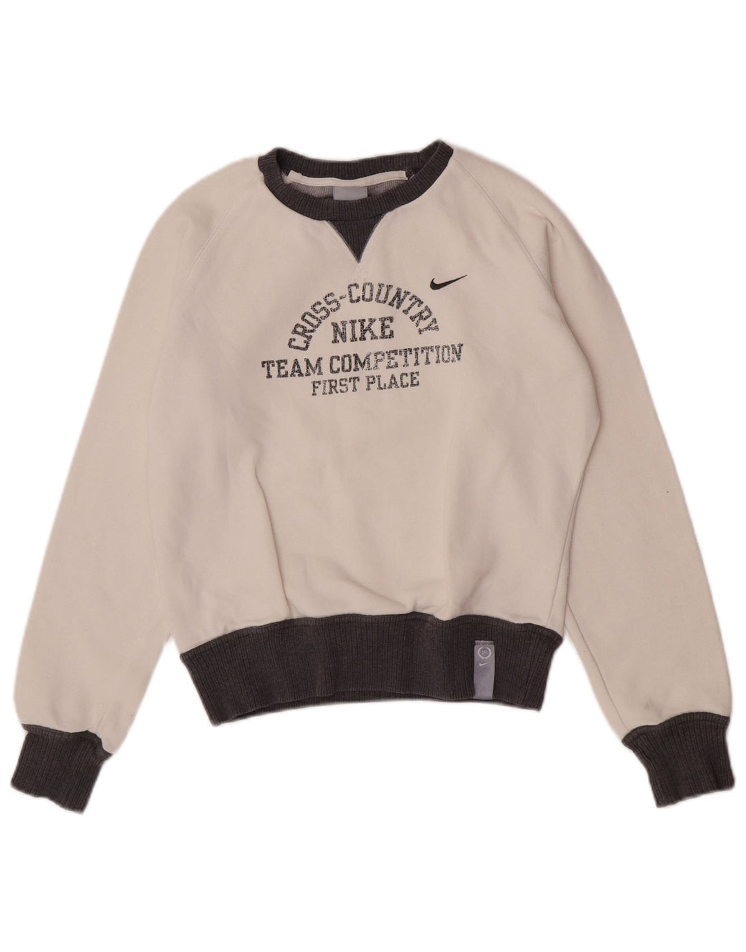 Nike feminino gráfico moletom jumper UK 8/10 pequeno branco colorblock