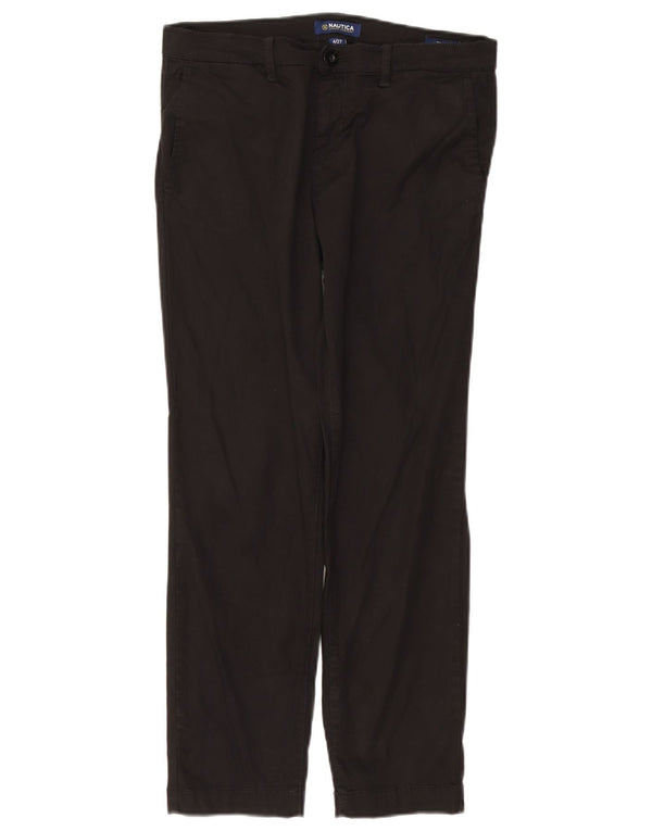Calça chino feminina Nautica reta US 4 pequena W27 L27 algodão preto