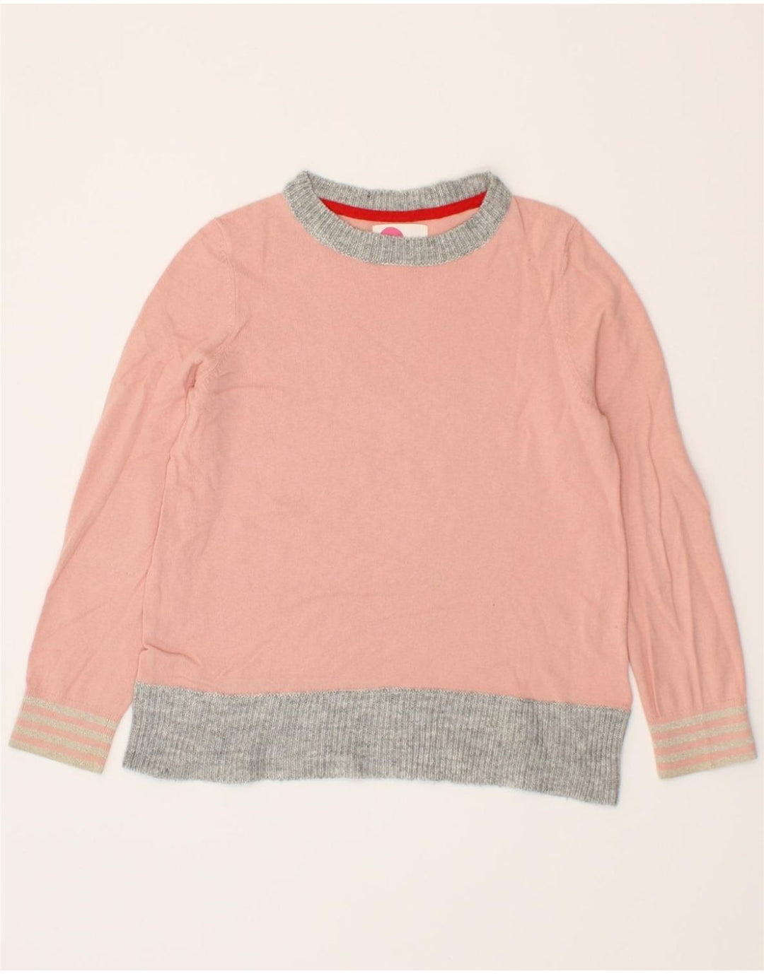 BODEN Girls Boat Neck Jumper Sweater 9-10 Years Pink Colourblock Cotton Vintage Boden and Second-Hand Boden from Messina Hembry 