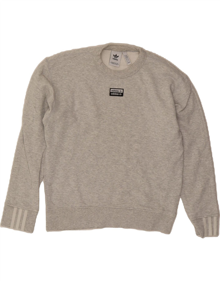 ADIDAS Mens Loose Fit Sweatshirt Jumper XS Grey Cotton Vintage Adidas and Second-Hand Adidas from Messina Hembry 