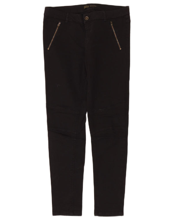 ZARA Calça Chino Feminina Slim EU 38 Pequeno W28 L30 Algodão Preto