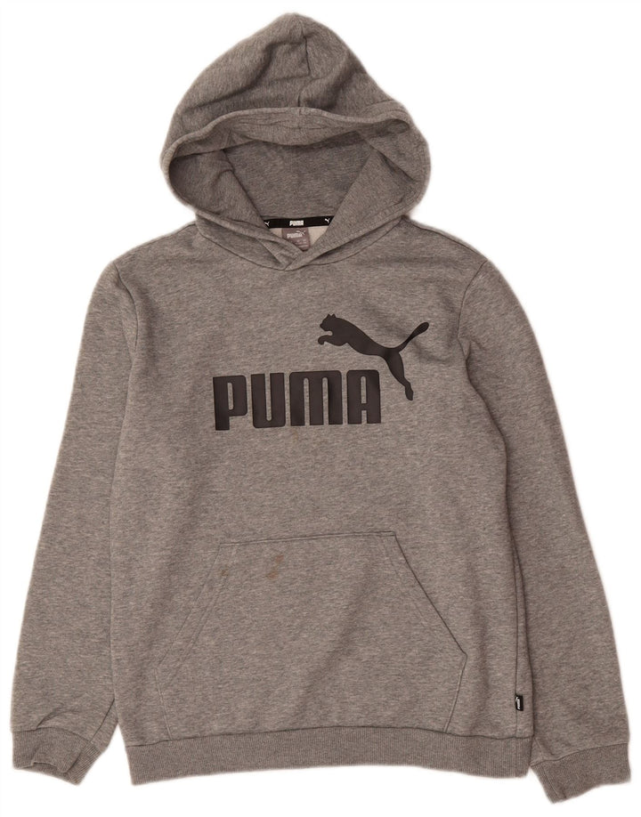 Jumper com capuz gráfico PUMA Boys 13-14 anos algodão cinza