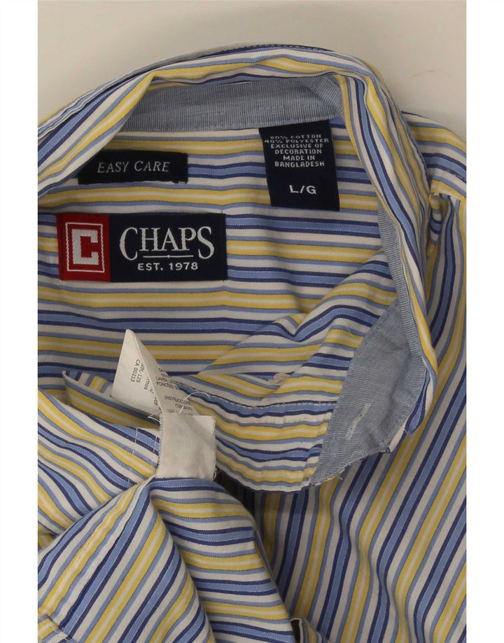 Camisa masculina Chaps Regular Fit grande algodão listrado azul