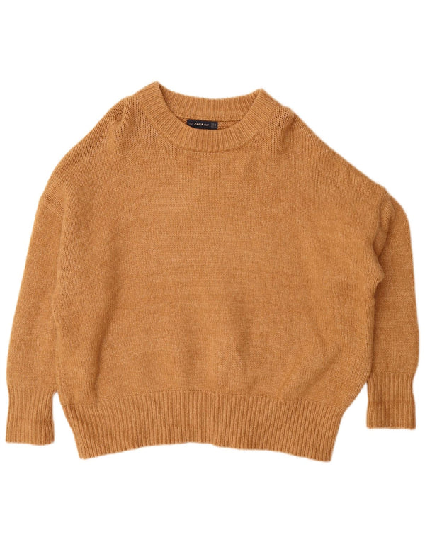 Zara Suéter feminino oversized com gola canoa Reino Unido 14 médio marrom