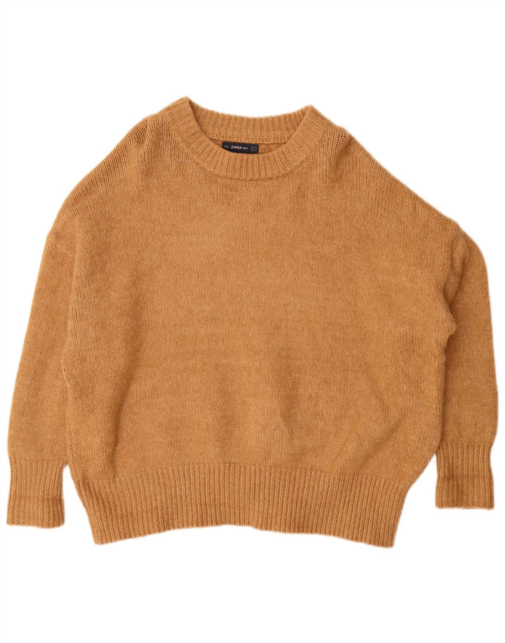 Zara Suéter feminino oversized com gola canoa Reino Unido 14 médio marrom