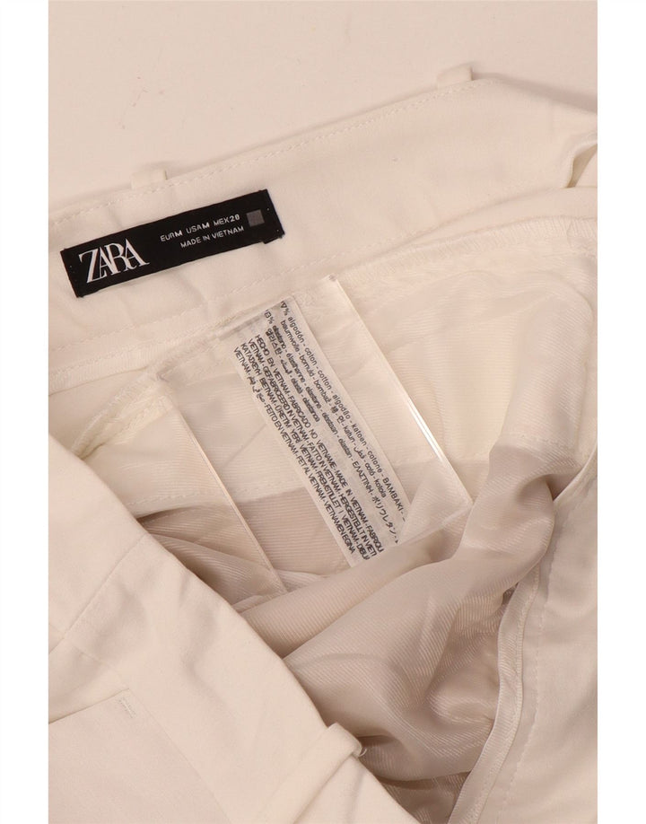 Zara Womens Chino Shorts Médio W28 Algodão Branco