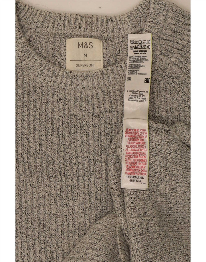 Suéter masculino Marks & Spencer com gola redonda e poliamida cinza médio