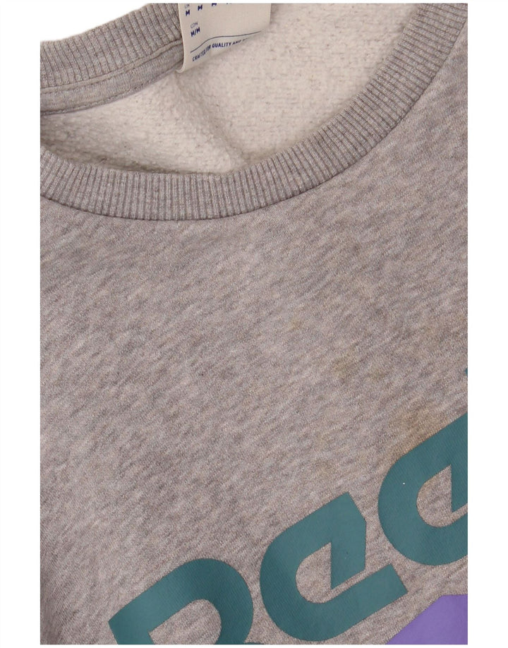Reebok Mens Graphic Moletom Jumper Médio Cinza Algodão