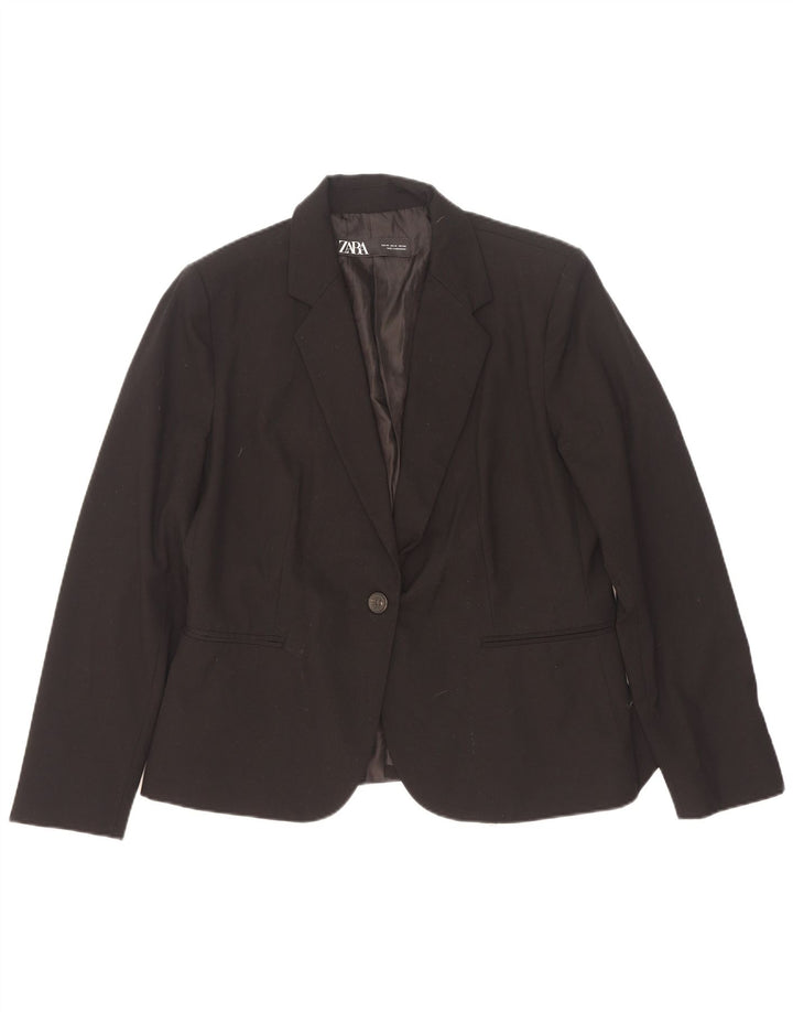 Jaqueta blazer feminina Zara com 1 botão EU 44 XL preto poliéster