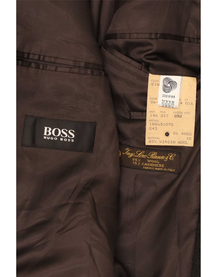 Jaqueta Blazer Masculina Hugo Boss com 3 Botões EU 52 XL Lã Virgem Cinza