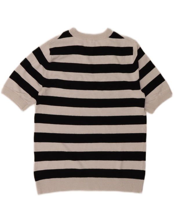 Guess Womens Graphic Crew Neck Jumper Sweater UK 12 Medium White Viscose