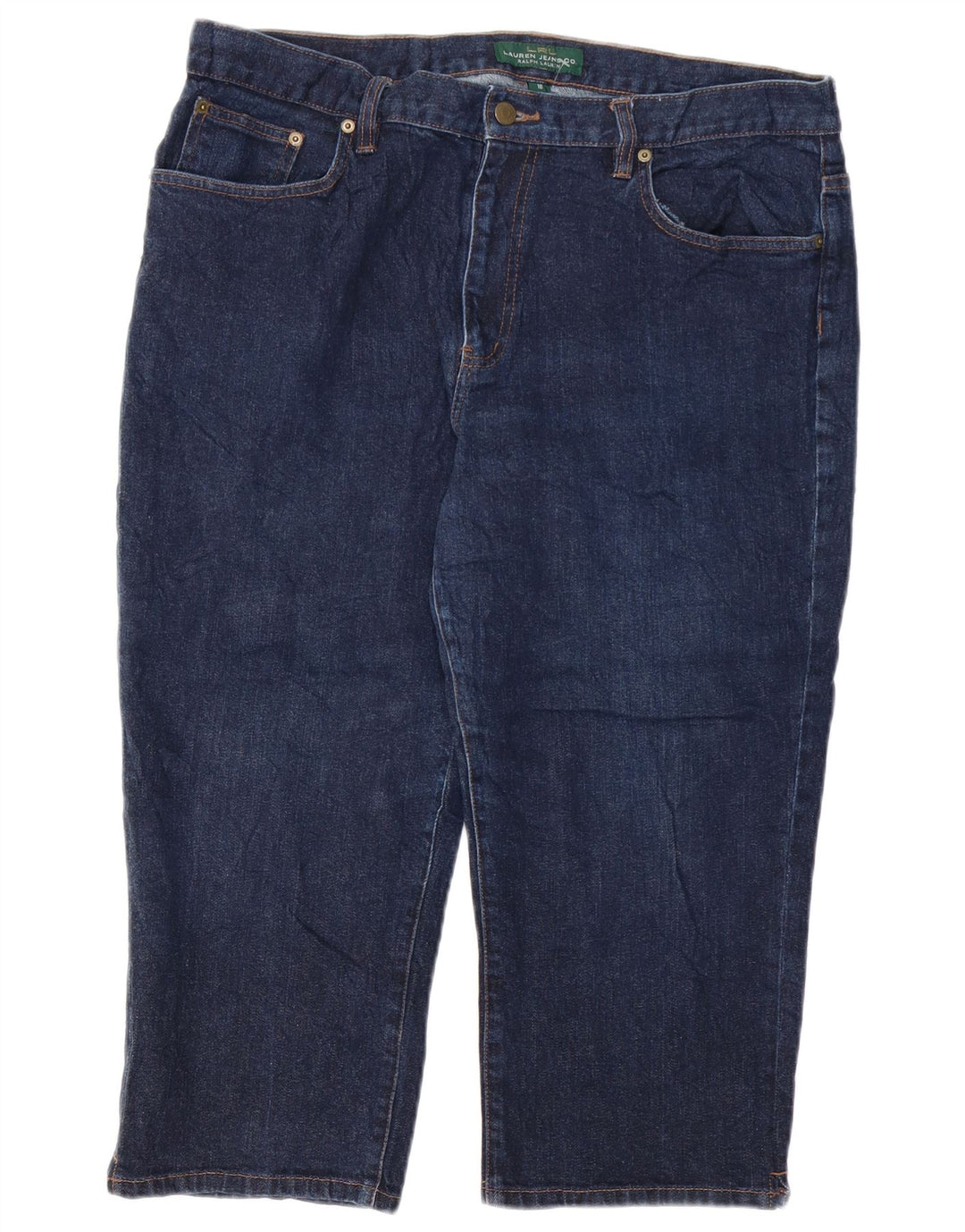 Jeans capri feminino RALPH LAUREN EUA 16 2XL W38 L21 algodão azul marinho