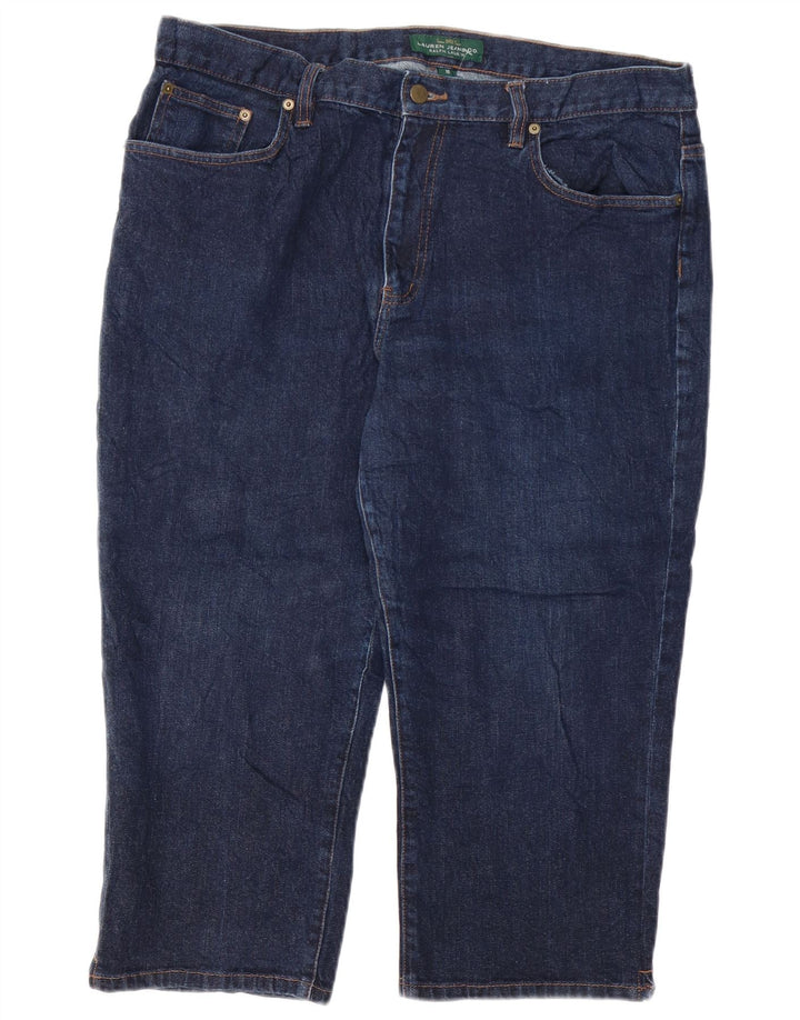 Jeans capri feminino RALPH LAUREN EUA 16 2XL W38 L21 algodão azul marinho